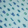 Bubs Digitally Printed Fleece Fabric Blue Bugs Beetles Insects Fly 150cm Wide