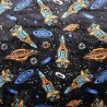 Cuddle Fleece Fabric Soft Luxurious Space Age Rockets Spaceship Stars 144cm Wide