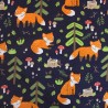 Alpine Fleece Soft Sweatshirt Fabric Forest Foxes Woodland Scene 150cm Wide