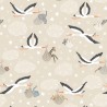 SALE 100% Cotton Fabric Lewis & Irene Special Delivery Stork Animals Dark Cream 112cm Wide