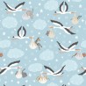 SALE 100% Cotton Fabric Lewis & Irene Special Delivery Stork Animals Blue 112cm Wide