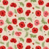 SALE 100% Cotton Fabric Lewis & Irene Large Poppy & Bee Floral Flower Natural 112cm Wide