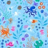 SALE 100% Cotton Fabric Lewis & Irene Under The Sea Glow In The Dark Light Blue 112cm Wide