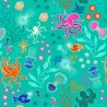 SALE 100% Cotton Fabric Lewis & Irene Under The Sea Glow In The Dark Sea Green 112cm Wide