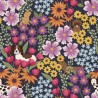 SALE 100% Cotton Fabric Lewis & Irene Dogs In Flowers Floral Dark Blue 112cm Wide