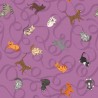 SALE 100% Cotton Fabric Lewis & Irene Paws & Claws Cats Purple 112cm Wide