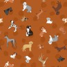 SALE 100% Cotton Fabric Lewis & Irene Paws & Claws Dogs Puppies Tan 112cm Wide