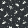 SALE 100% Cotton Fabric Lewis & Irene Space Glow Astronauts Black 112cm Wide