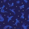 SALE 100% Cotton Fabric Lewis & Irene Space Glow Constellations Blue 112cm Wide