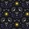 SALE 100% Cotton Fabric Lewis & Irene Celestial Garden Black Metallic 112cm Wide