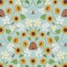 SALE 100% Cotton Fabric Lewis & Irene Sunflower Bee Hive Pale Blue 112cm Wide