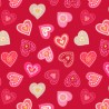 SALE 100% Cotton Fabric Lewis & Irene Metallic Love Hearts Red 112cm Wide