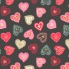 SALE 100% Cotton Fabric Lewis & Irene Metallic Love Hearts Charcoal 112cm Wide