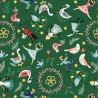 SALE 100% Cotton Fabric Lewis & Irene 12Days Of Christmas Gifts Green Metallic