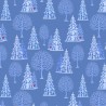 SALE 100% Cotton Fabric Lewis & Irene Tomten Christmas Trees Blue 112cm Wide