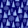 SALE 100% Cotton Fabric Lewis & Irene Tomten Christmas Trees Dark Blue 112cm Wide