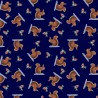 SALE 100% Cotton Fabric Lewis & Irene Forest Friends Squirrels Robin Dark Navy