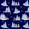 SALE 100% Cotton Fabric Lewis & Irene Forest Friends Foxes Dark Navy 112cm Wide