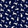 SALE 100% Cotton Fabric Lewis & Irene Forest Friends Hares Dark Navy 112cm Wide