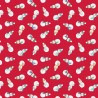 100% Cotton Flannel Fabric Lewis & Irene Scattered Snowmen Xmas Red 112cm Wide