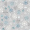 100% Cotton Flannel Fabric Lewis & Irene Snow Day Snowflakes Grey 112cm Wide