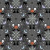 SALE 100% Cotton Fabric Lewis & Irene Halloween Cobwebs & Cats Grey 112cm Wide