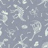 SALE 100% Cotton Fabric Lewis & Irene Glow In The Dark Dino Skeletons Slate