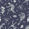 SALE 100% Cotton Fabric Lewis & Irene Glow In The Dark Dino Skeletons Indigo