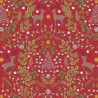 SALE 100% Cotton Fabric Lewis & Irene Noel Christmas Holly Festive Red Metallic