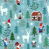 SALE 100% Cotton Fabric Lewis & Irene Hygge Glow Forest Winter Blue 112cm Wide