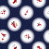 SALE 100% Cotton Fabric Lewis & Irene Xmas Tomten Snowballs Dark Blue 112cm Wide