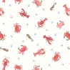 SALE 100% Cotton Fabric Lewis & Irene Crab Lobster Seahorse Cream 112cm Wide