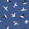 SALE 100% Cotton Fabric Lewis & Irene Puffins & Seagulls Dark Blue 112cm Wide