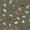 SALE 100% Cotton Fabric Lewis & Irene Farm Animals Cows Country Green 112cm Wide