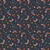 SALE 100% Cotton Fabric Lewis & Irene Shooting Rainbow Stars Black 112cm Wide