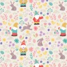 SALE 100% Cotton Fabric Lewis & Irene Spring Gnomes Rabbits Cream 112cm Wide