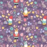 SALE 100% Cotton Fabric Lewis & Irene Spring Gnomes Rabbits Lavender 112cm Wide