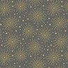 SALE 100% Cotton Fabric Lewis & Irene Gold Metallic Starburst Grey 112cm Wide