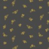 SALE 100% Cotton Fabric Lewis & Irene Gold Metallic Bees Charcoal 112cm Wide