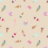 SALE 100% Cotton Fabric Lewis & Irene Sweet Things Ice Creams Natural 112cm Wide