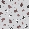 SALE 100% Cotton Fabric Lewis & Irene Wild Pandas Bears Light Grey 112cm Wide