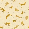 SALE 100% Cotton Fabric Lewis & Irene Leopards Cheetahs Light Yellow 112cm Wide