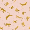 SALE 100% Cotton Fabric Lewis & Irene Leopards Cheetahs Pale Pink 112cm Wide