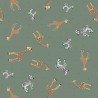 SALE 100% Cotton Fabric Lewis & Irene Animals Giraffes Zebras Green 112cm Wide