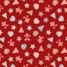 SALE 100% Cotton Fabric Lewis & Irene Gingerbread Season Shapes Red 112cm Wide