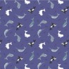 SALE 100% Cotton Fabric Lewis & Irene Polar Animal Whales Indigo Blue 112cm Wide