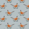 SALE 100% Cotton Fabric Lewis & Irene Country Life Pheasants Grey 112cm Wide