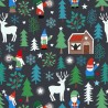 SALE 100% Cotton Fabric Lewis & Irene Hygge Glow Forest Charcoal 112cm Wide