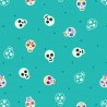 SALE 100% Cotton Fabric Lewis & Irene Glow Sugar Skulls Turquoise 112cm Wide