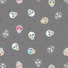 SALE 100% Cotton Fabric Lewis & Irene Glow Sugar Skulls Spooky Grey 112cm Wide